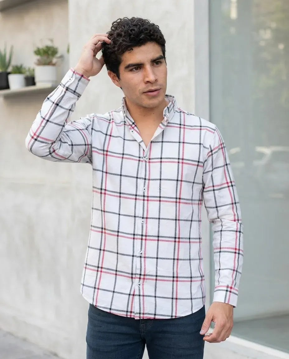 Camisa Moonkey Manga Larga Cuadros Multicolor — Redwood Dusk