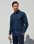 Camisa Moonkey Manga Larga Vaquera Estampado Azul — Phantom Grey