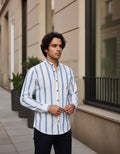 Camisa Moonkey Manga Larga Mao Rayas Blanco — Alabaster Tide