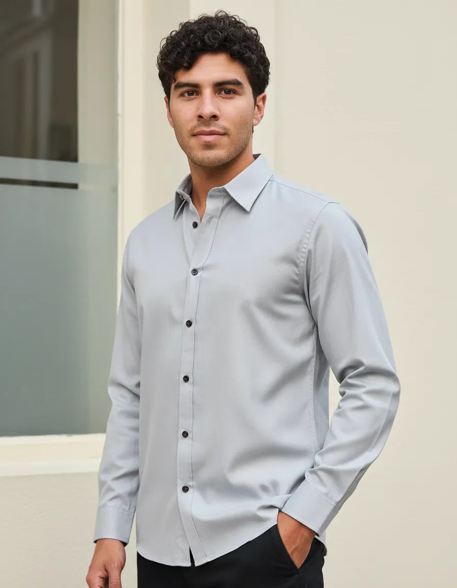 Camisa Monkey Manga Larga Lisa Gris — Titan Grey