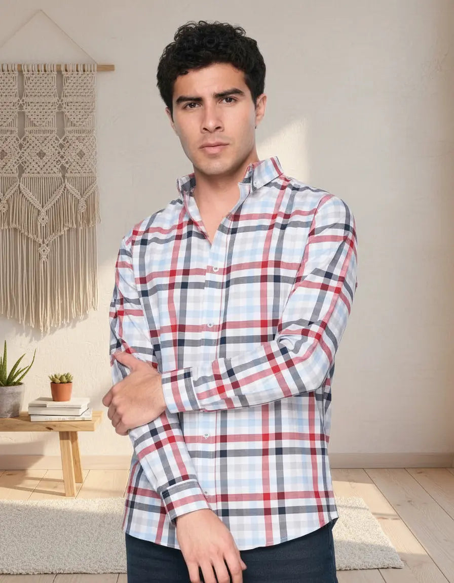 Camisa Monkey Manga Larga Cuadros Multicolor — Sunset Brick