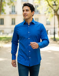 Camisa Monkey Manga Larga Lisa Azul — Indigo Drift