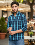 Camisa Moonkey Manga Larga Cuadros Azul — Venetian Blue