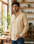 Camisa Moonkey Manga Larga Lisa Beige — Chestnut Lane