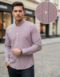 Camisa Moonkey Manga Larga Micro-Cuadros Rojo-Blanco— Mauve Dusk