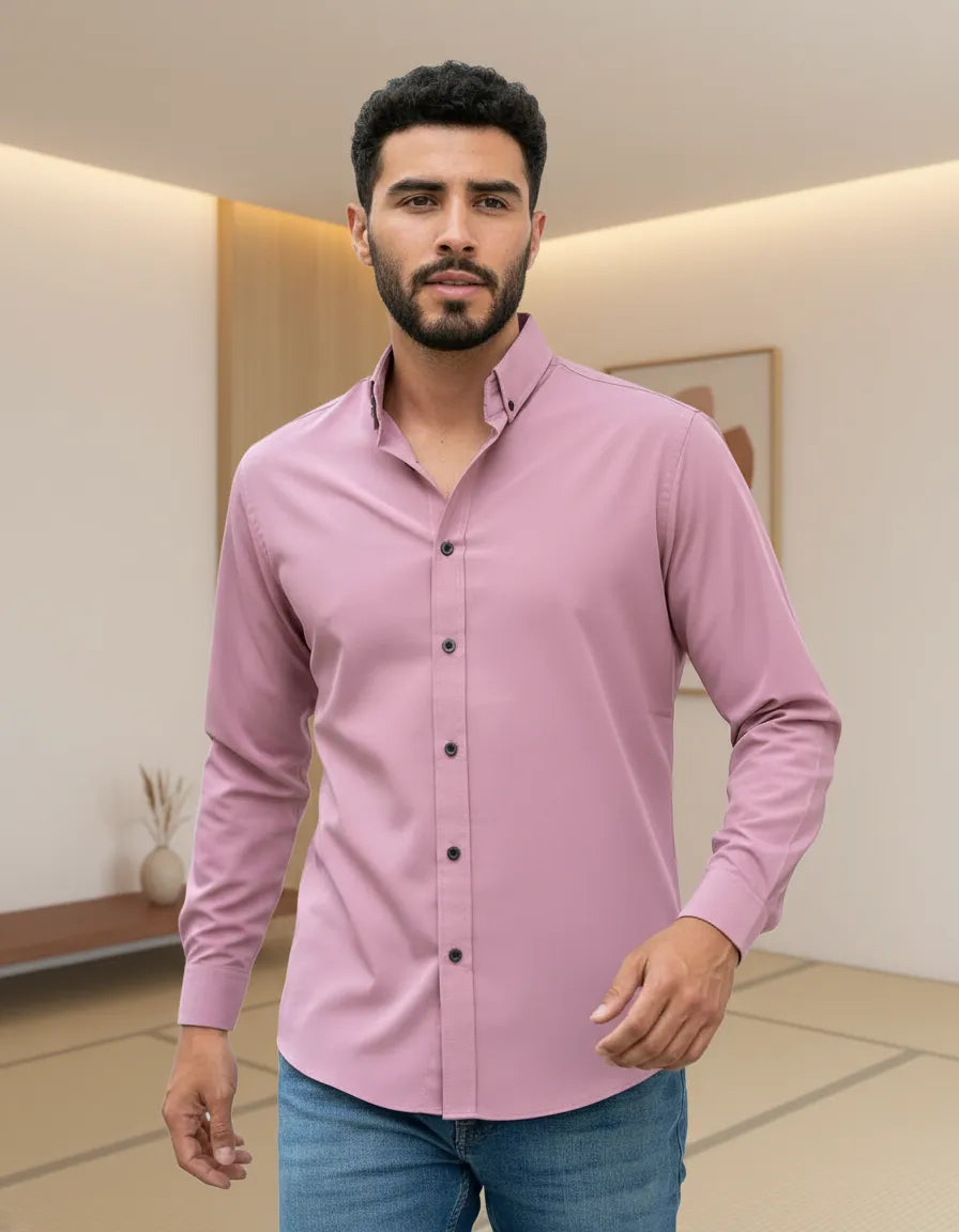 Camisa Moonkey Manga Larga Lisa Rosa — Magenta Wave