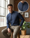 Camisa Monkey Manga Larga Lisa Azul Marino — Fjord Blue
