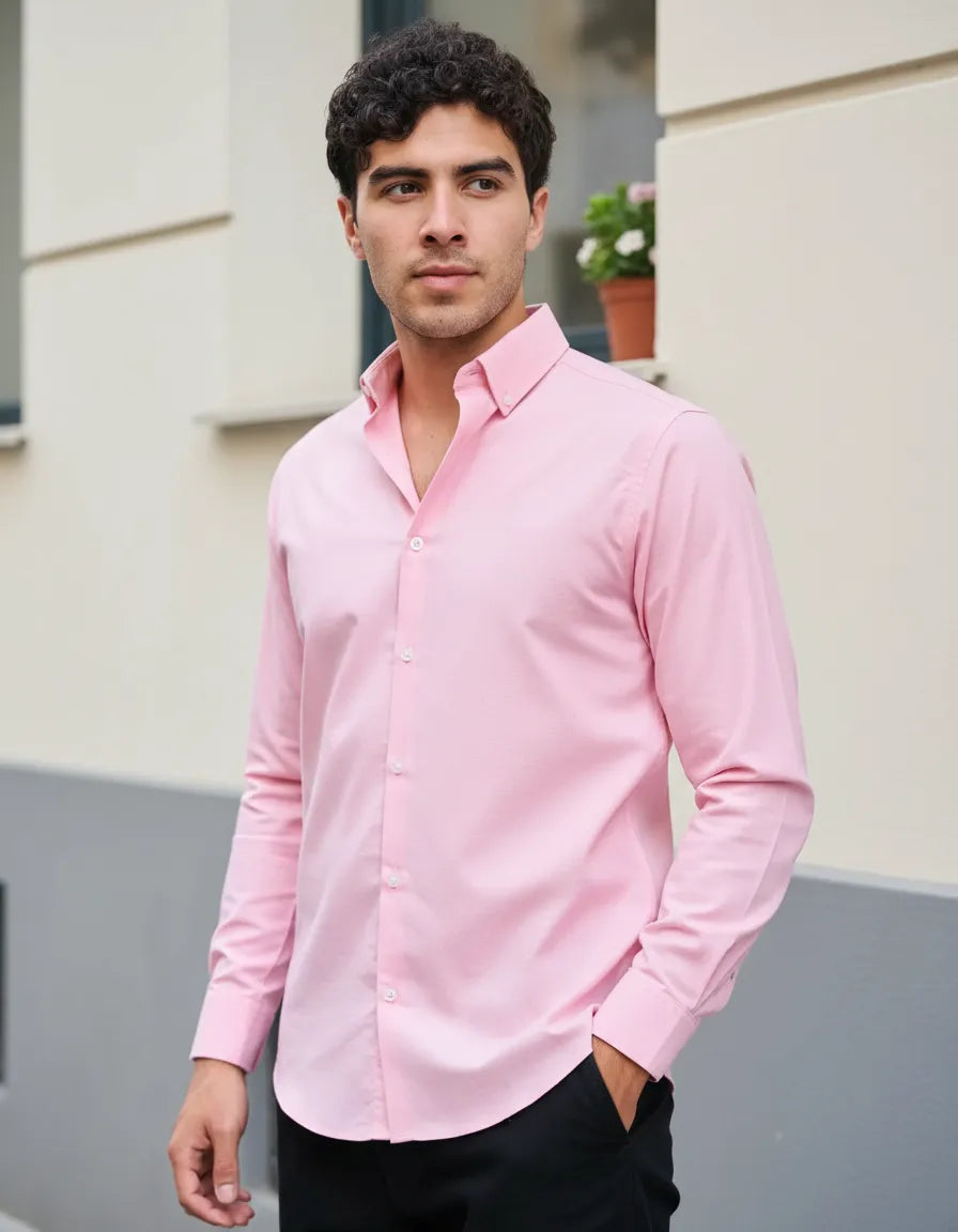 Camisa Monkey Manga Larga Lisa Rosa — Lilac Dawn