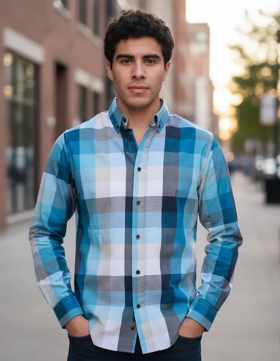 Camisa Moonkey Manga Larga Cuadros Multicolor — Sandstone Ridge