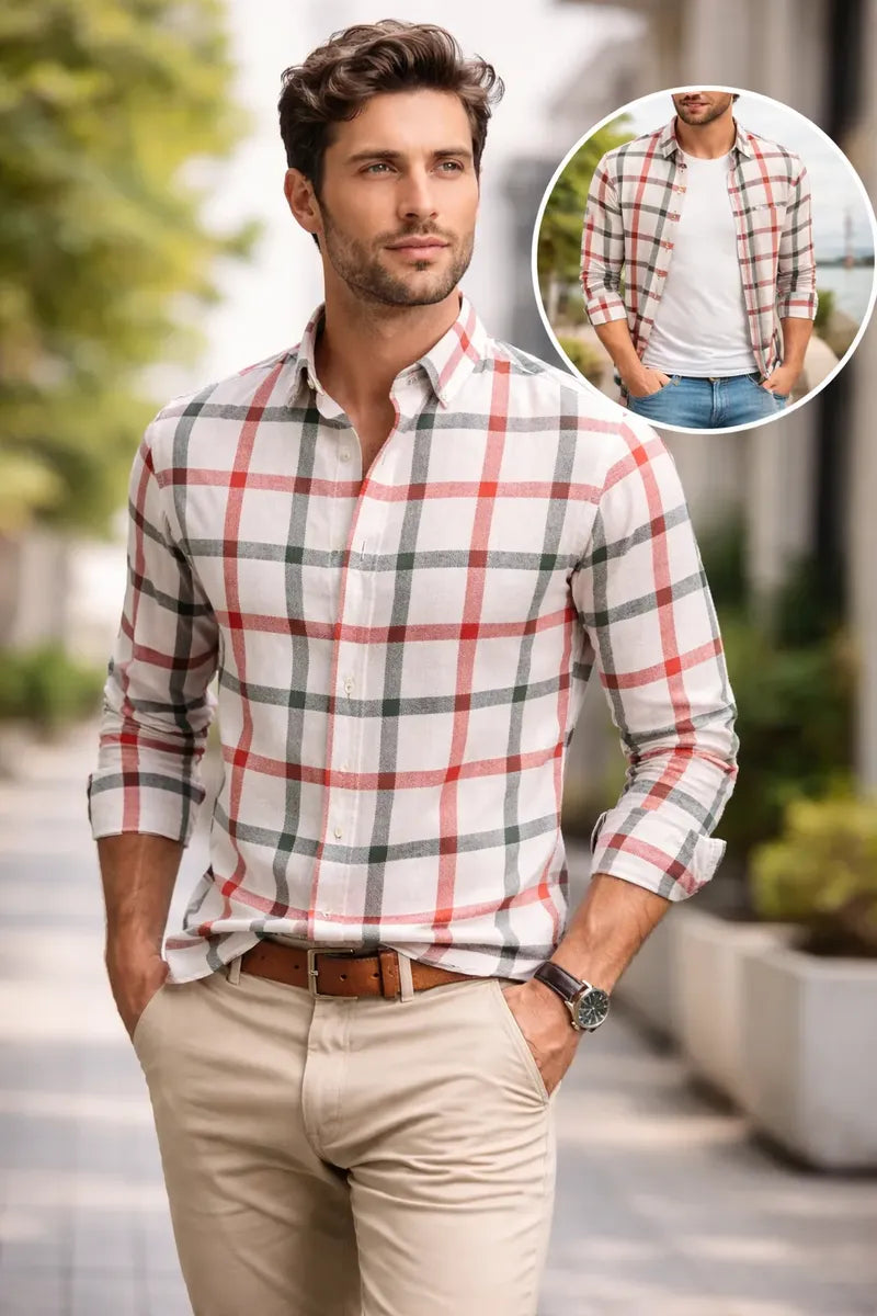 Camisa Moonkey Manga Larga Cuadros Multicolor — Prism Ridge
