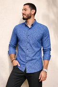 Camisa Moonkey Manga Larga Estampado Azul — Zenith Blue