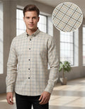 Camisa Moonkey Manga Larga Cuadros Beige — Bourbon Oak