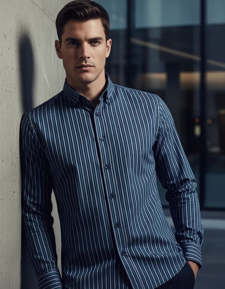 Camisa Moonkey Manga Larga Rayas Multicolor — Cotton Dusk