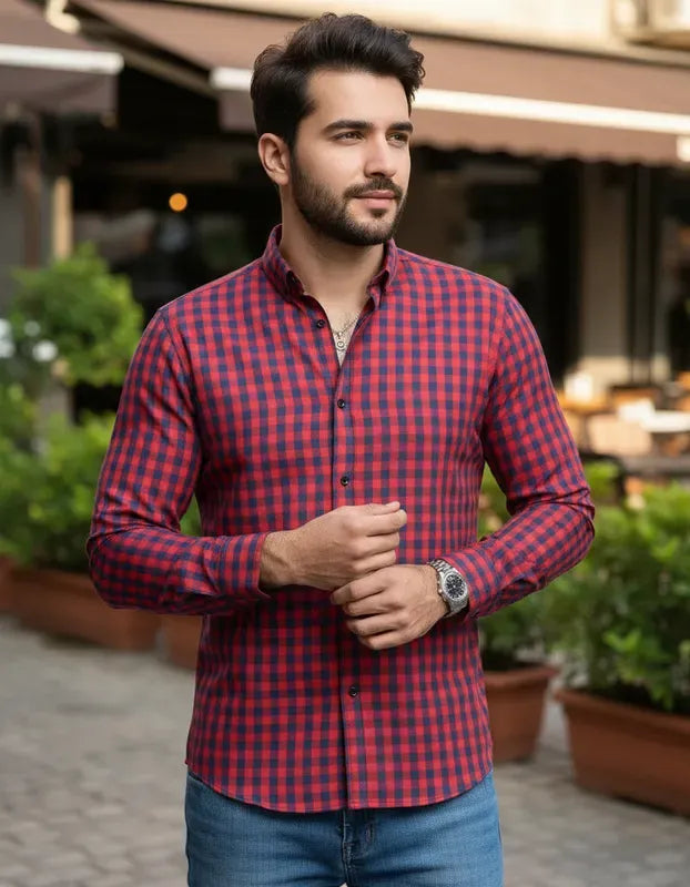 Camisa Moonkey Manga Larga Cuadros Rojo — Scarlet Ridge