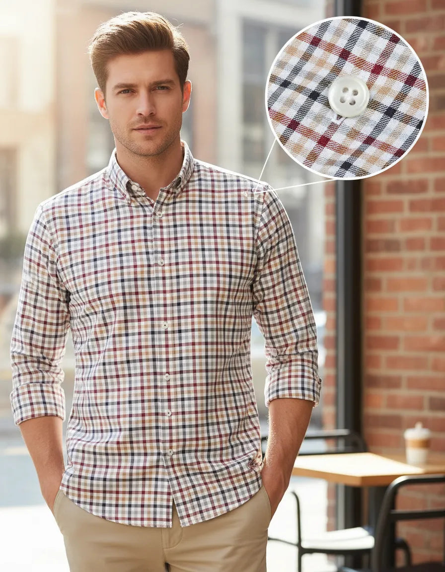 Camisa Moonkey Manga Larga Cuadros Multicolor — Barroco Ink