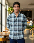 Camisa Moonkey Manga Larga Cuadros Azul Claro — Baltic Frost