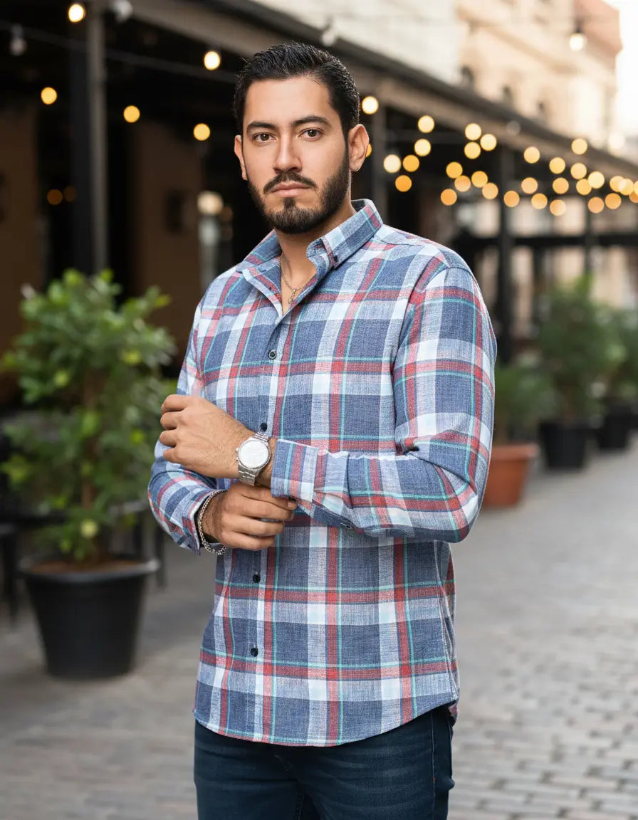 Camisa Moonkey Manga Larga Cuadros Multicolor  — Chalk Harbor