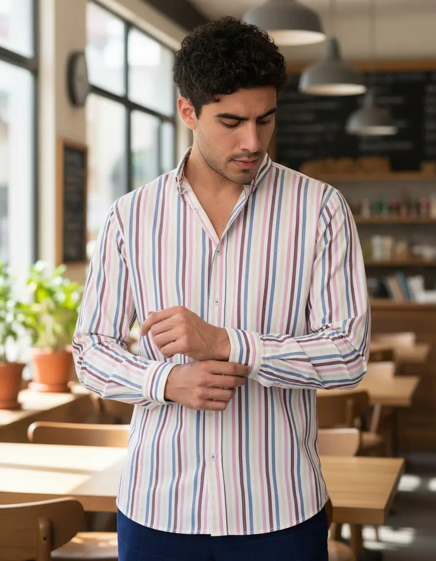 Camisa Moonkey Manga Larga Rayas Multicolor — Pearl Mist