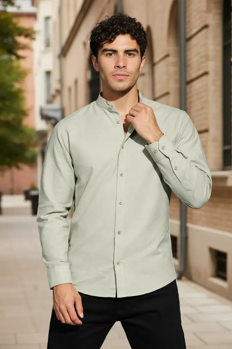 Camisa Monkey Manga Larga Lisa Verde — Sage Trail