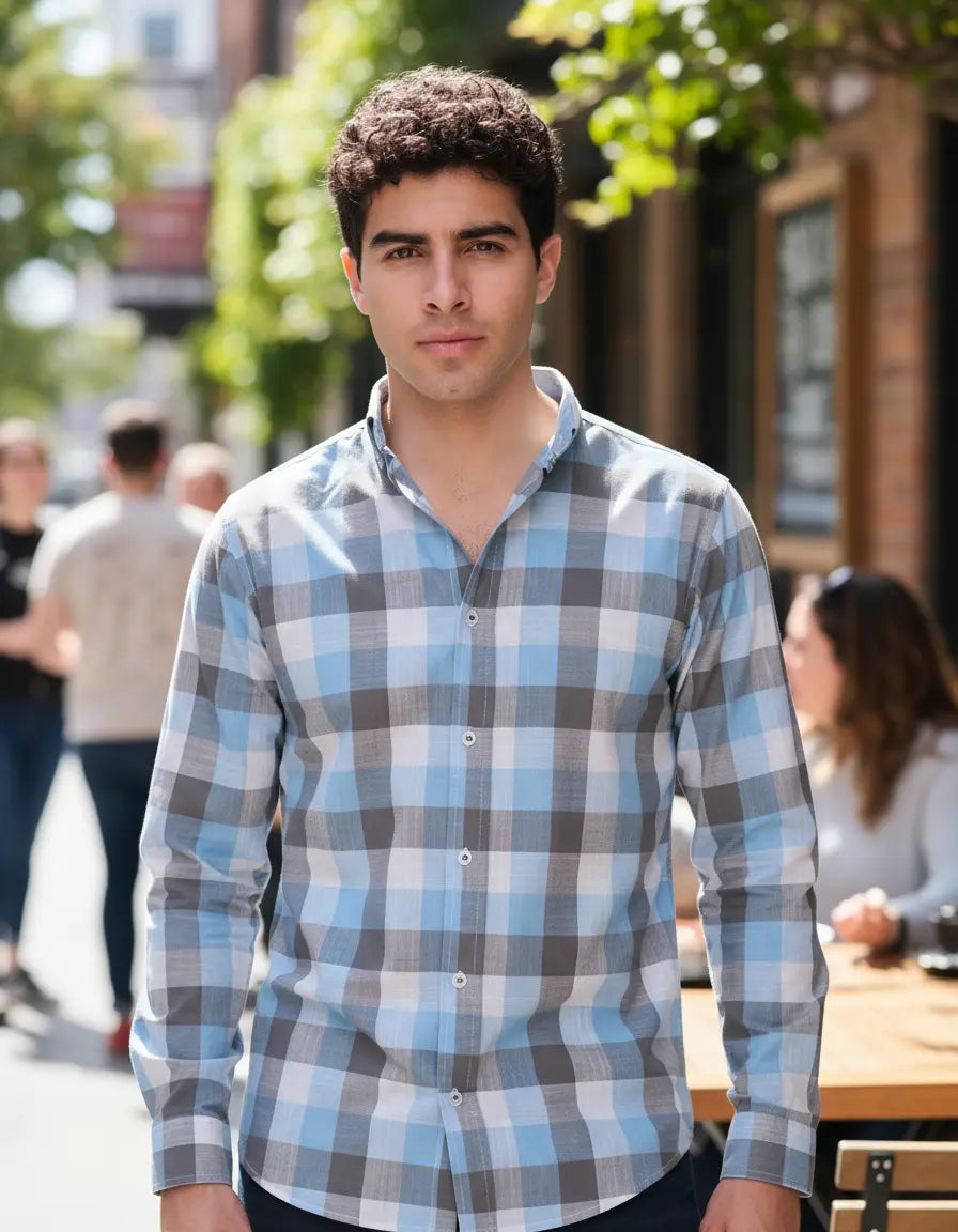 Camisa Monkey Manga Larga Cuadros Multicolor — Amber Stripe