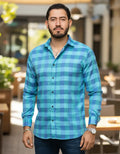 Camisa Moonkey Manga Larga Cuadros Azul — Midnight Tide