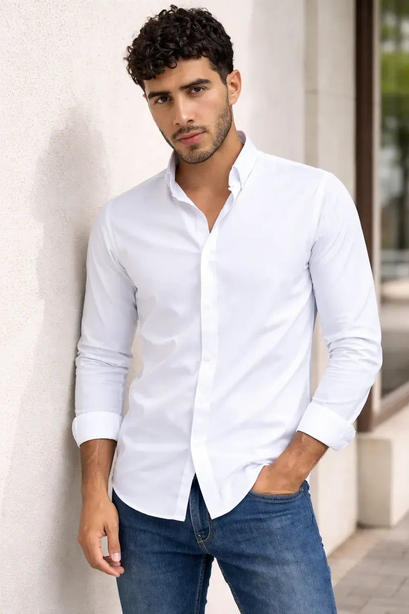 Camisa Moonkey Manga Larga Lisa Blanco — Salt Flat