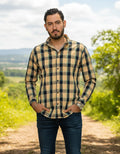 Camisa Moonkey Manga Larga Cuadros Beige — Whiskey Tan