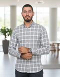 Camisa Moonkey Manga Larga Cuadros Gris — Slate Rain