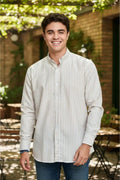 Camisa Moonkey Manga Larga Rayas Beige — Bronze Age