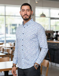 Camisa Moonkey Manga Larga Estampado Azul — Caspian Teal