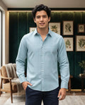 Camisa Moonkey Manga Larga Cuadros Azul Claro — Azure Rift