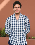 Camisa Moonkey Manga Larga Cuadros Azul — Obsidian Flux
