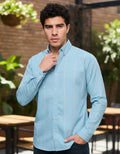 Camisa Moonkey Manga Larga Cuadros Celeste — Cobalt Drift