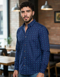 Camisa Moonkey Manga Larga Anclas Azul Marino — Adriatic Blue