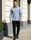Camisa Moonkey Manga Larga Cuadros Azul — Tahoe Blue