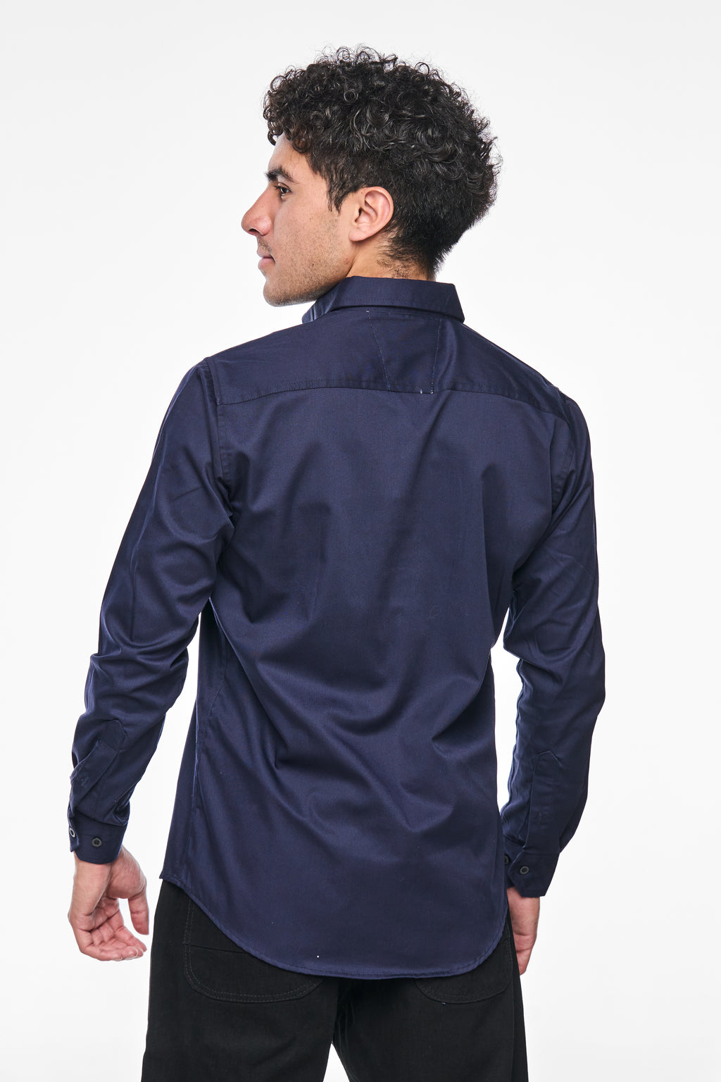 Camisa Moonkey Manga Larga Lisa Azul Marino — Nocturne Ink