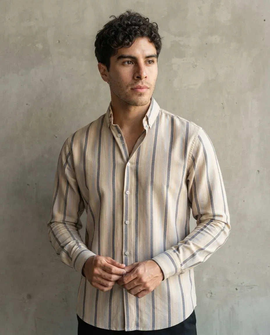 Camisa Moonkey Manga Larga Rayas Multicolor — Brass Lamp