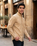 Camisa Moonkey Manga Larga Lisa Beige — Porcelain Dusk