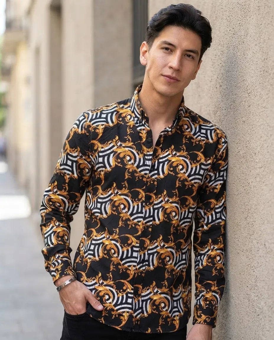 Camisa Moonkey Manga Larga Estampado Multicolor — Miel Ridge