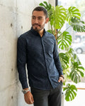 Camisa Moonkey Manga Larga Figuras Azul Marino — Onyx Summit
