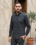 Camisa Monkey Manga Larga Figuras Negro — Marmol Grey
