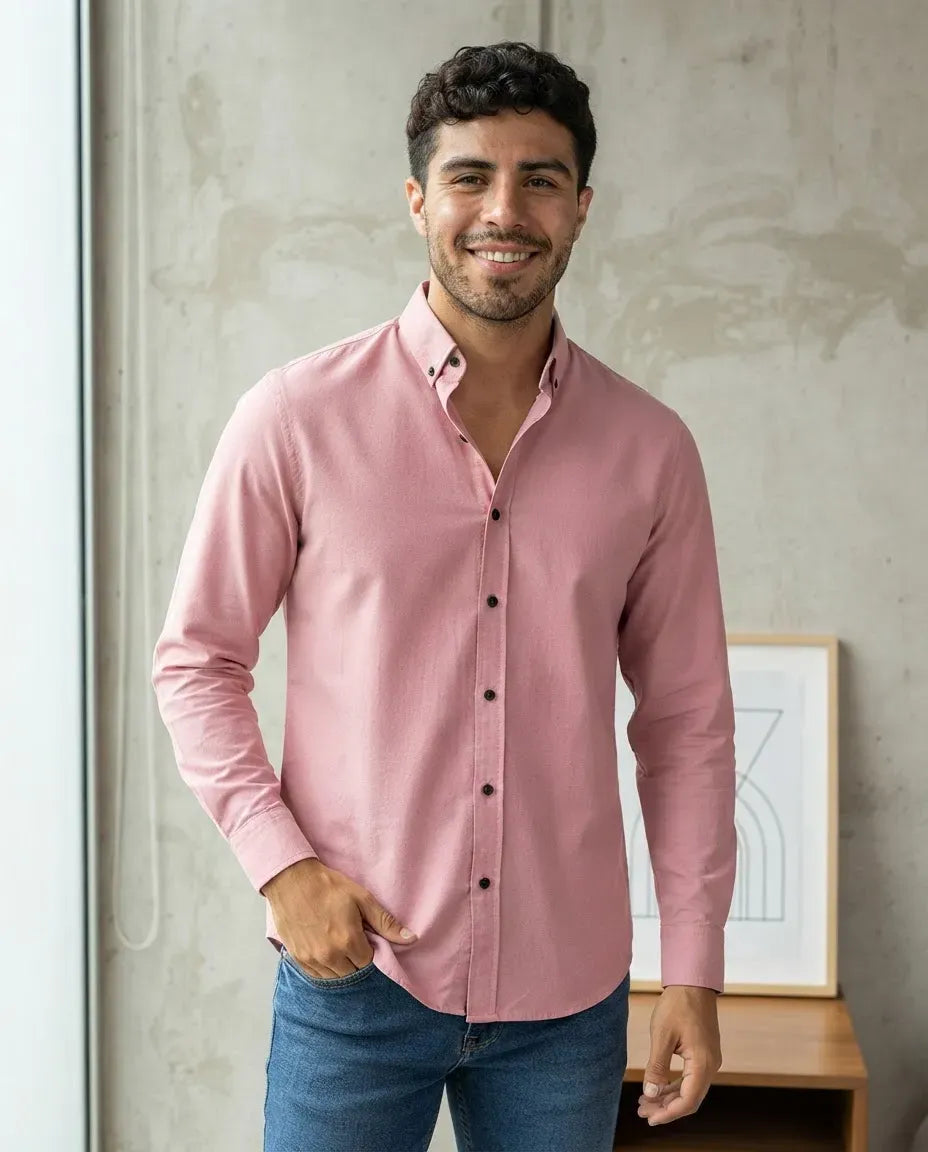Camisa Moonkey Manga Larga Lisa Rosa — Peony Dusk